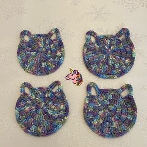 Handmade Unicorn Colored Cat Coasters